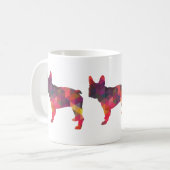 ブルドッグフランスのカラフル幾何学的シルエット コーヒーマグカップ (正面左)