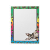 ブルドッグフランスのカラフル犬の足のパターンメモ帳 ノートパッド (回転)