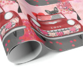 ブルドッグフランスのカーとハートバレンタイン ラッピングペーパー (ロールコーナー)