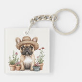ブルドッグフランスのガーデニング花ポット キーホルダー (裏面)