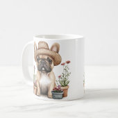 ブルドッグフランスのガーデニング花ポット コーヒーマグカップ (正面左)