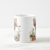 ブルドッグフランスのガーデニング花ポット コーヒーマグカップ (中央)