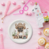 ブルドッグフランスのガーデニング花ポット ペーパープレート (パーティー)