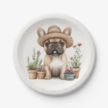 ブルドッグフランスのガーデニング花ポット