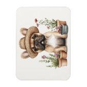 ブルドッグフランスのガーデニング花ポット マグネット (縦)