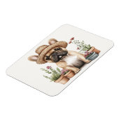 ブルドッグフランスのガーデニング花ポット マグネット (左側)