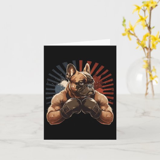 ブルドッグフランスのキックボクシング武術アートボクシングドッグG カード (黄色い花)