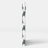 ブルドッグフランスのキュート犬シルエットグリッドホワイト iPhoneケース (右側面)