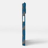 ブルドッグフランスのキュート犬シルエットグリッドホワイト iPhoneケース (右側面)