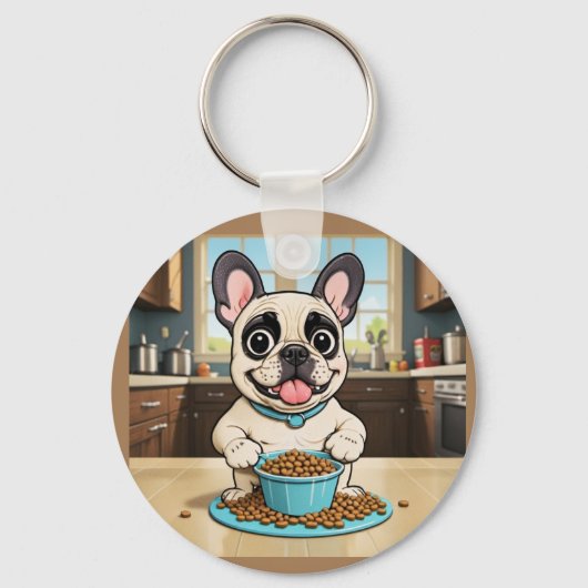 ブルドッグフランスのキーチェーン キーホルダー (正面)