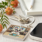 ブルドッグフランスのキーチェーン キーホルダー (正面右)