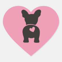 ブルドッグフランスのギフトラベル、ハートステッカーシート、