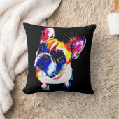 ブルドッグフランスのギフト |かわいいフランスカラフル美術 クッション (ブランケット)
