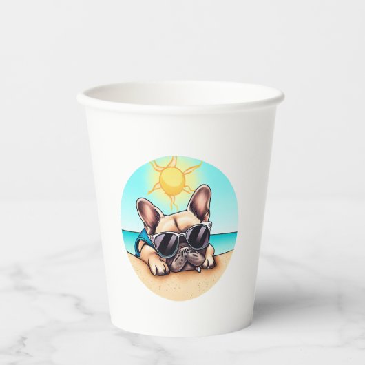 ブルドッグフランスのギフト 紙コップ (正面)