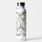 ブルドッグフランスのクラシックの花の背景 ウォーターボトル (右面)