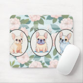 ブルドッグフランスのクラシックの花の背景 マウスパッド (マウス)