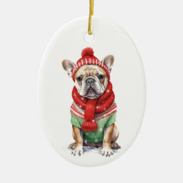 ブルドッグフランスのクリスマスオーナメント – かわいい休日 セラミックオーナメント
