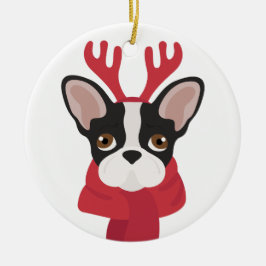 ブルドッグフランスのクリスマスオーナメント セラミックオーナメント