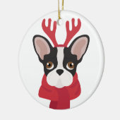 ブルドッグフランスのクリスマスオーナメント セラミックオーナメント (左)