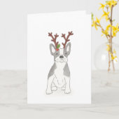 ブルドッグフランスのクリスマスカード カード (黄色い花)