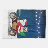 ブルドッグフランスのクリスマスサンタクロース キッチンタオル (横)