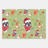 ブルドッグフランスのクリスマスサンタラッピング紙シー ラッピングペーパーシート (正面3)