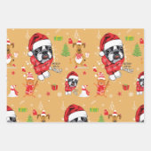 ブルドッグフランスのクリスマスサンタラッピング紙シー ラッピングペーパーシート (正面2)