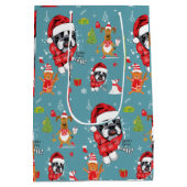 ブルドッグフランスのクリスマスサンタ ミディアムペーパーバッグ (裏面)