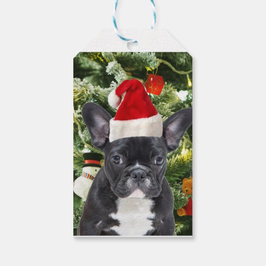 ブルドッグフランスのクリスマスツリーオーナメント雪だるま ギフトタグ (裏面)
