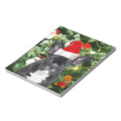 ブルドッグフランスのクリスマスツリーオーナメント雪だるま ノートパッド (回転)