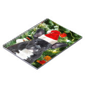 ブルドッグフランスのクリスマスツリーオーナメント雪だるま ノートブック (左側)