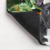 ブルドッグフランスのクリスマスツリーオーナメント雪だるま マウスパッド (コーナー)