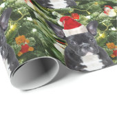 ブルドッグフランスのクリスマスツリーオーナメント雪だるま ラッピングペーパー (ロールコーナー)