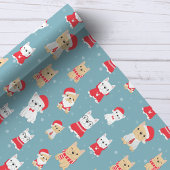 ブルドッグフランスのクリスマスパターン ラッピングペーパー