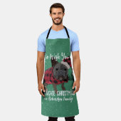 ブルドッグフランスのクリスマスパーソナライズされたドッグフレンチー エプロン (着用した状態)