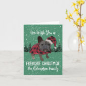 ブルドッグフランスのクリスマスパーソナライズされたドッグフレンチー カード (黄色い花)