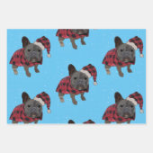 ブルドッグフランスのクリスマスパーソナライズされたドッグフレンチー ラッピングペーパーシート (正面3)