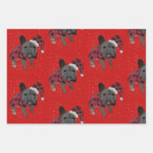 ブルドッグフランスのクリスマスパーソナライズされたドッグフレンチー ラッピングペーパーシート (正面2)