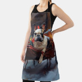 ブルドッグフランスのクリスマスフェスティバルシーズン エプロン (インサイチュ)