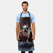 ブルドッグフランスのクリスマスフェスティバルシーズン エプロン (着用した状態)