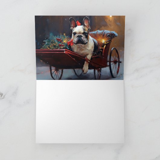 ブルドッグフランスのクリスマスフェスティバルシーズン カード (内部)