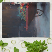 ブルドッグフランスのクリスマスフェスティバルシーズン キッチンタオル (折り畳み)