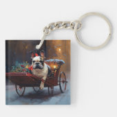 ブルドッグフランスのクリスマスフェスティバルシーズン キーホルダー (裏面)