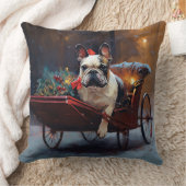 ブルドッグフランスのクリスマスフェスティバルシーズン クッション (ブランケット)