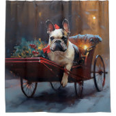 ブルドッグフランスのクリスマスフェスティバルシーズン シャワーカーテン (正面)