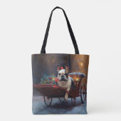 ブルドッグフランスのクリスマスフェスティバルシーズン トートバッグ (裏面)