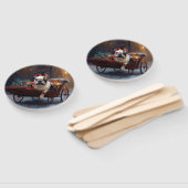 ブルドッグフランスのクリスマスフェスティバルシーズン ハンドファン (組立なし)