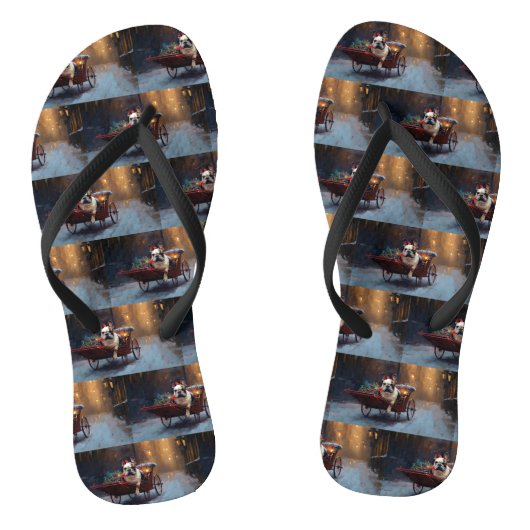 ブルドッグフランスのクリスマスフェスティバルシーズン ビーチサンダル (ソール)