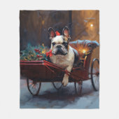 ブルドッグフランスのクリスマスフェスティバルシーズン フリースブランケット (正面)