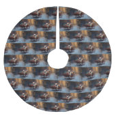 ブルドッグフランスのクリスマスフェスティバルシーズン ブラッシュドポリエステルツリースカート (正面)